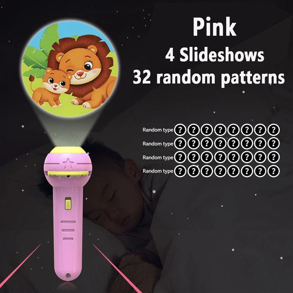 Planet Gates Pink 4 Slideshow Flashlight Projector Torch Lamp Toy Early Education Cognition Before Bedtime Story Book Puzzle Toys Sleeping Story Book