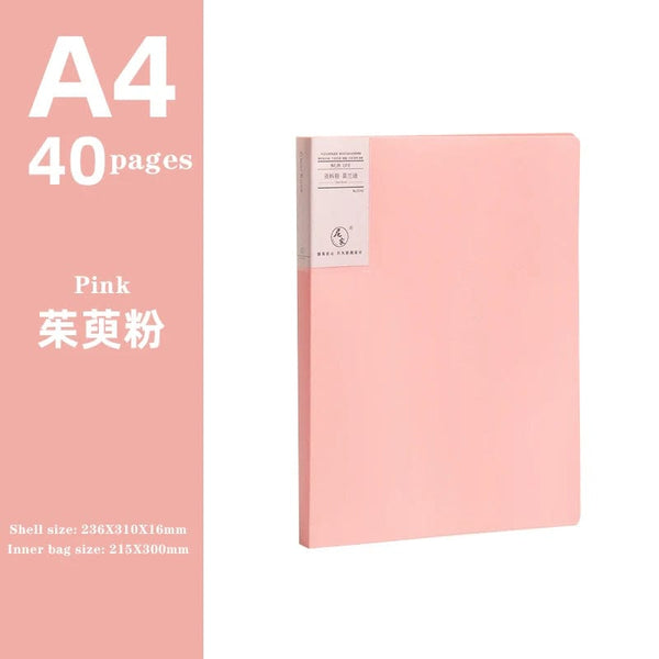 Planet Gates pink 40 pages JIANWU A4 Morandi File Bag 100 Pages Data Book Large Capacity File Folder Portfolio Office Stationery