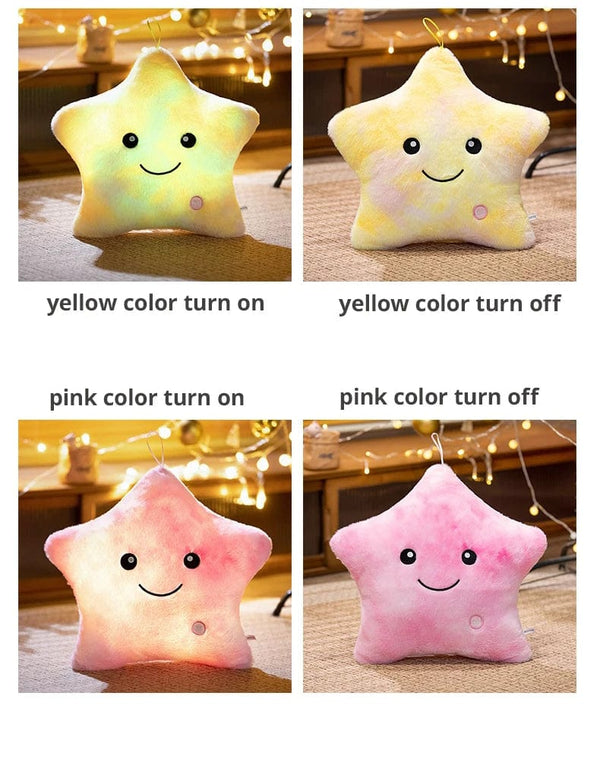Planet Gates pink  40x35cm Electronic Star Plush Toy Stuffed Soft Star Pillow Doll LED Light Plush Glowing Soft Doll Baby Kid Toys Birthday Gift Home Decor