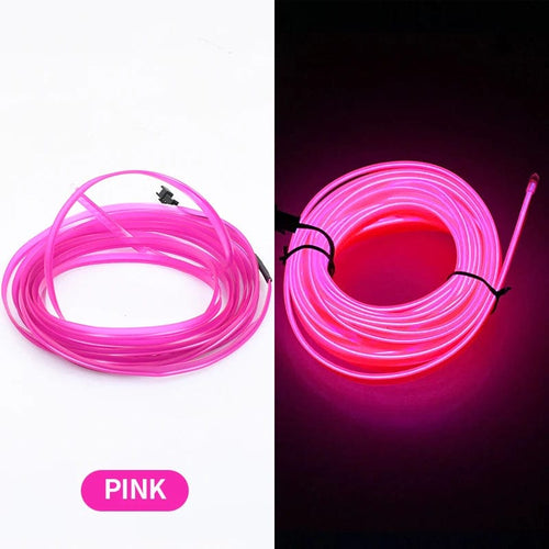 Planet Gates pink 5m Car Interior Atmosphere Lighting LED Strip 5V DIY Flexible EL Neon Cold Light Line Tube With USB Auto Decoration Ambient Lamp