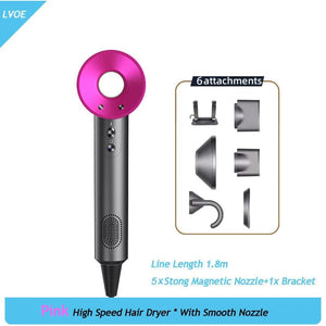 Planet Gates Pink 6 Attachment / KR High-Speed Hair Dryer High-Power Negative Ion Hairdryers For Home Hair Salons Hair Care Hot/Cold Air Blow Dryer Free Shipping
