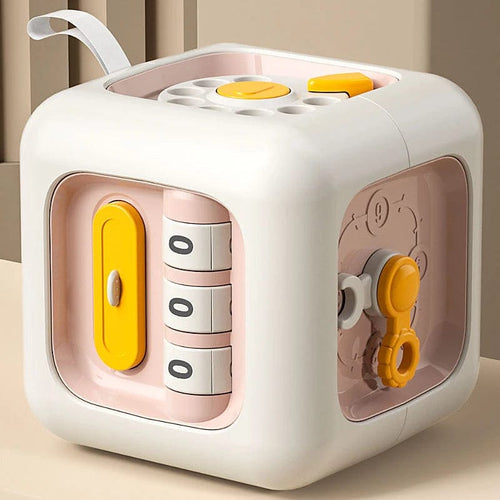 Planet Gates Pink 6 in 1 Montessori Educational Toys Sensory Busy Board Baby Practice Skills Drawer Cube Fidget Educational Toys for Girl Boy