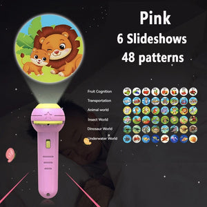 Planet Gates Pink 6 Slideshow Flashlight Projector Torch Lamp Toy Early Education Cognition Before Bedtime Story Book Puzzle Toys Sleeping Story Book