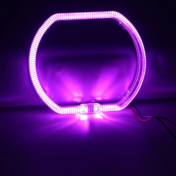 Planet Gates Pink / 76mm 100/76MM LED Angel Eyes Square Guide Halo Ring Daytime Running Lights With Driver For Bi Xenon Headlight Lenses DRL Accessories