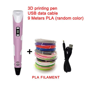 Planet Gates pink 9M PLA / 9 Meter / PLA Filagment Electronic 3D Printing Pen with 9M PLA Consumables High-Temperature 3D Graffiti Tool Intelligent Toy Christmas Birthday Gift