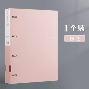 Planet Gates Pink A4 Binder D-Type Punch Folder Office Storage File Ring Waterproof Test Paper Data Storage Folder 4 Hole Binder Learning Supplies