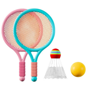 Planet Gates pink and blue Kids Tennis Rackets, Soft Training Balls Badminton Shuttlecocks Racquets Family Interactive Sport Toy Colorful Game Supplies New
