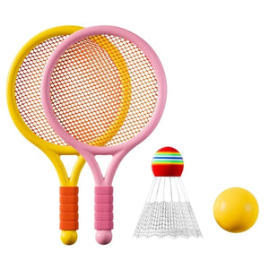 Planet Gates pink and yellow Kids Tennis Rackets, Soft Training Balls Badminton Shuttlecocks Racquets Family Interactive Sport Toy Colorful Game Supplies New
