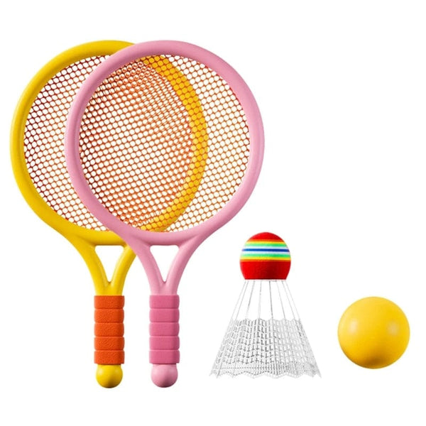 Planet Gates pink and yellow Kids Tennis Rackets, Soft Training Balls Badminton Shuttlecocks Racquets Family Interactive Sport Toy Colorful Game Supplies New