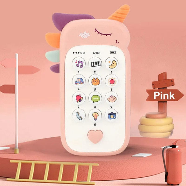 Planet Gates Pink Baby Phone Toys Music Sound Machine Cartoon Telephone Soothe Sleep with Teether Electronic Learning Kids Early Educational Toys