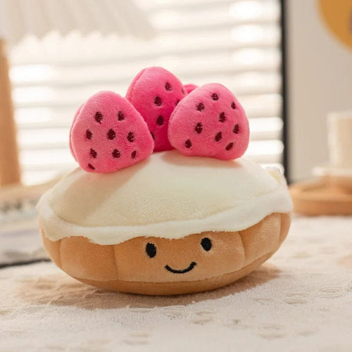 Planet Gates pink cake / about 10cm / CHINA Stuffed Cake Plushie Strawberry Fruit Muffin Shape Plush Toys Cute Face Cream Snack Parsty Decor Party Gift Toys for Kids Birth