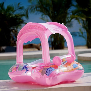 Planet Gates pink canopy Big Inflatable Baby Swimming Rings Seat Floating Sun Shade Toddler Swim Circle Fun Pool Bathtub Beach Party Summer Water Toys