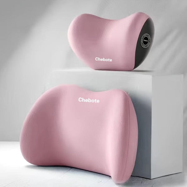 Planet Gates Pink Car Headrest Cervical Spine Neck Support Pillow, Waist Support Pillow Set, Car Memory Cotton Waist Support Pillow, Neck Support Pillow