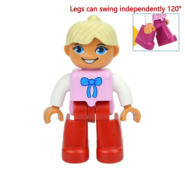 Planet Gates Pink Clothe Girl Figures Dolls Big Size Building Blocks Family Action Workers Doctor Police Farmer Compatible Large Bricks Duploes Kid Toys