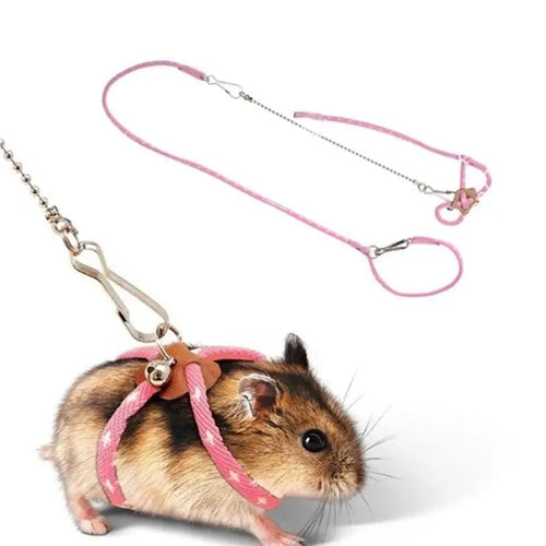 Planet Gates Pink / CN [ READY STOCK ] Pet Traction Rope Adjustable Soft Anti-bite Harness Leash With Bell For Bird Parrot Mouse Hamster Rat