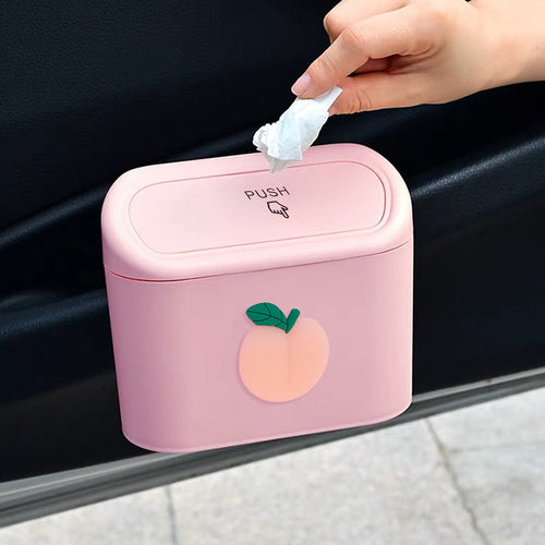 Planet Gates Pink Cute Cartoon Car Trash Can With Flip-top Lid - Keep Your Car Clean And Tidy!