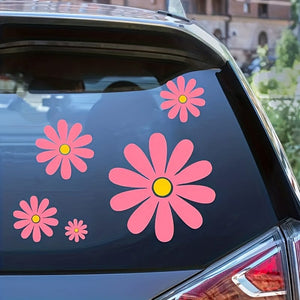 Planet Gates pink Daisy Pattern Car Stickers Set, Including Five Pieces, High Quality And Affordable, Currently Very Popular, For Warm And Cozy Families