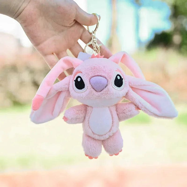 Planet Gates Pink Disney Kawaii Stitch Plush Keychain Toy Lovely Lilo & Stitch Doll Angel Plushies Cute Stuffed Bag Pendant Girls Birthday Gift
