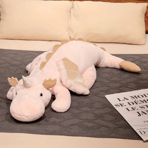 Planet Gates Pink Dragon / about 120-130cm 1pc 70-150cm Giant White Dragon Plush Toy With Unicorn Horn Flying Wings Dragons Dinos Hug Throw Pillow Dinos Nap Sleeping Gift