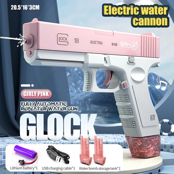 Planet Gates Pink-Drum plate Electric Water Gun Toys Bursts Children's High-pressure Strong Charging Energy Water Automatic Water Spray Children's Toy Guns