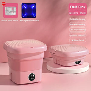 Planet Gates Pink / EU Portable Washing Machine Folding 4.5L Capacity Clothes Spin Dryer Bucket Travel Underwear Socks Ultrasonic Mini Washer