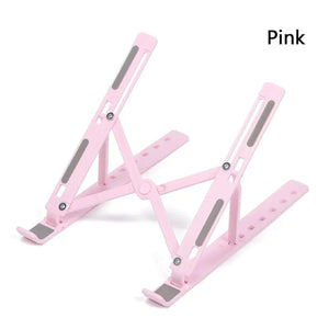 Planet Gates pink Foldable Laptop Stand ABS Portable Notebook Support Base Holder Adjustable Riser Cooling Bracket for Laptop & Tablet Accessories