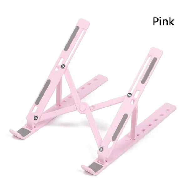 Planet Gates pink Foldable Laptop Stand ABS Portable Notebook Support Base Holder Adjustable Riser Cooling Bracket for Laptop & Tablet Accessories