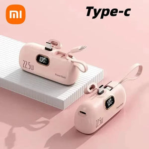 Planet Gates Pink For Type-C / 10000mAh Xiaomi Mijia 30000mAh Mini Portable Power Bank Capsule Mobile Power Supply Emergency External Battery Fast Charger For iPhone 16