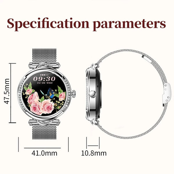 Planet Gates Pink For Xiaomi Android Fashion Women Smart Watch 360*360 HD Screen Heart Rate Custom Dial Watch Voice Calling SmartWatches 2024 New