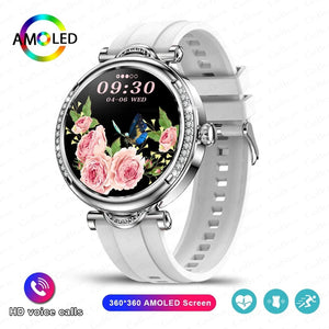 Planet Gates Pink For Xiaomi Android Fashion Women Smart Watch 360*360 HD Screen Heart Rate Custom Dial Watch Voice Calling SmartWatches 2024 New