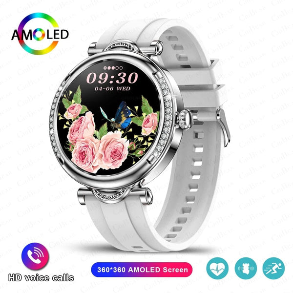 Planet Gates Pink For Xiaomi Android Fashion Women Smart Watch 360*360 HD Screen Heart Rate Custom Dial Watch Voice Calling SmartWatches 2024 New