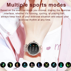 Planet Gates Pink For Xiaomi Android Fashion Women Smart Watch 360*360 HD Screen Heart Rate Custom Dial Watch Voice Calling SmartWatches 2024 New