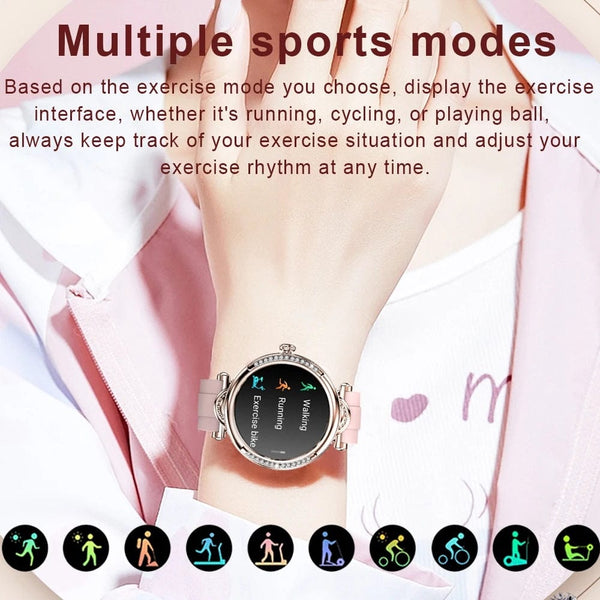 Planet Gates Pink For Xiaomi Android Fashion Women Smart Watch 360*360 HD Screen Heart Rate Custom Dial Watch Voice Calling SmartWatches 2024 New