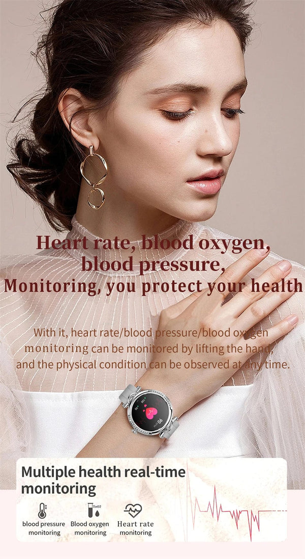 Planet Gates Pink For Xiaomi Android Fashion Women Smart Watch 360*360 HD Screen Heart Rate Custom Dial Watch Voice Calling SmartWatches 2024 New