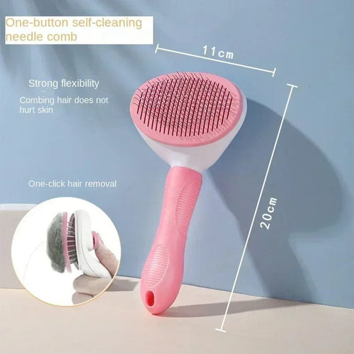 Planet Gates pink Hair Remover Brush Dog and Cat Non-slip Beauty Brush Dog Grooming Equipment Pets Stainless Steel For Dogs Pet Hair Removal Comb