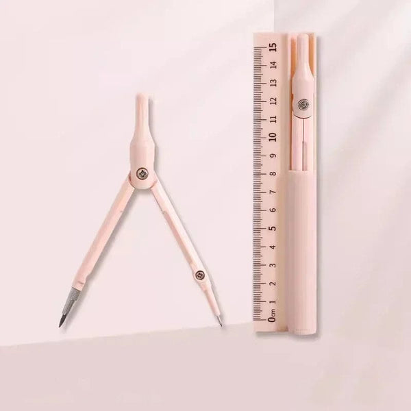 Planet Gates pink Kawaii 3 in 1 Compass Geometry Set with Ruler Pencil Multifunctional School Drawing Compass Math Geometry Tool Korean Stationery