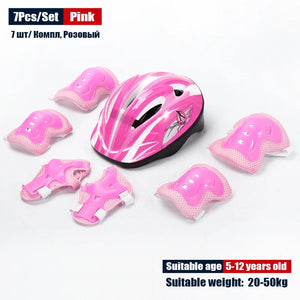 Planet Gates Pink Kids Rollerblading Protective Gear Set Helmet Protector Knee Elbow Wrist Pads Boy Girl Bike Skateboard Skiing Scooter Sports