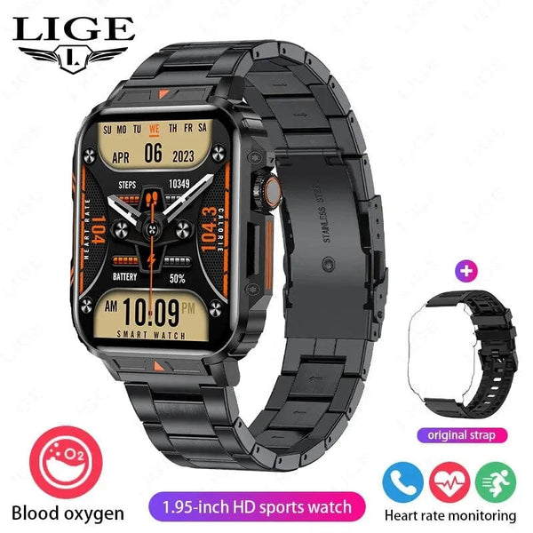 Planet Gates Pink LIGE Smartwatch 1.95 Inch Screen Health Monitoring Watches IP68 Waterproof Sport Fitness Smart Watch For Men Women Reloj Hombre