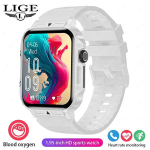 Planet Gates Pink LIGE Smartwatch 1.95 Inch Screen Health Monitoring Watches IP68 Waterproof Sport Fitness Smart Watch For Men Women Reloj Hombre