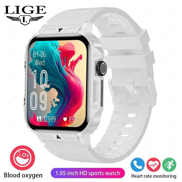 Planet Gates Pink LIGE Smartwatch 1.95 Inch Screen Health Monitoring Watches IP68 Waterproof Sport Fitness Smart Watch For Men Women Reloj Hombre