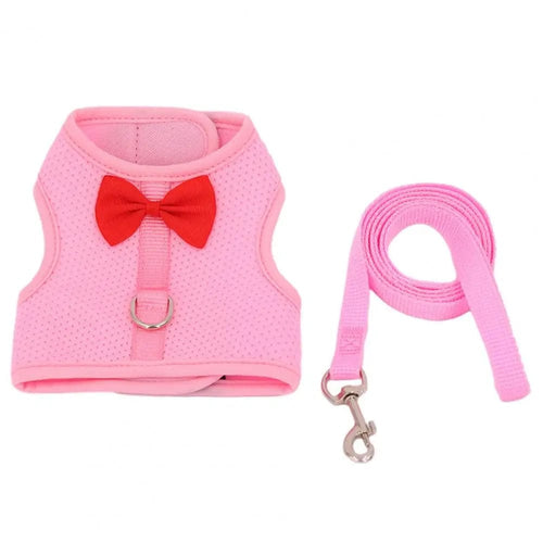 Planet Gates Pink / M 1 Set Pet Rabbit Harness Training Traction Leash Stylish Bow Decoration Small Pets Rabbit Traction Harness for Outdoor Walking