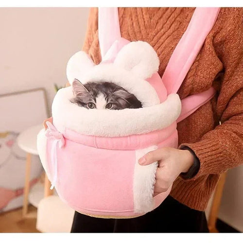 Planet Gates Pink / M Pet Carrier Bag Cat Dogs Plush Backpack Outdoor Travel Walking Winter Warm Nest Kitten Puppy Hanging Chest Portable Carriers