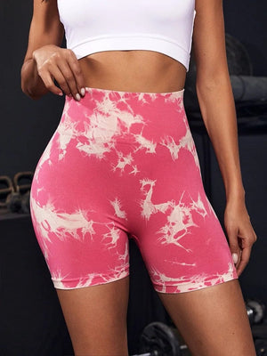 Planet Gates Pink-M Tie Dye Seamless Yoga Shorts Women Summer Workout Short Leggings Sports Wear Joga Fitness Outfits Gym Clothing Cycling Shorts