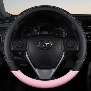 Planet Gates Pink New PU Leather Splicing Leather Anti-slip Wear Four Seasons Universal Steering Wheel Cover