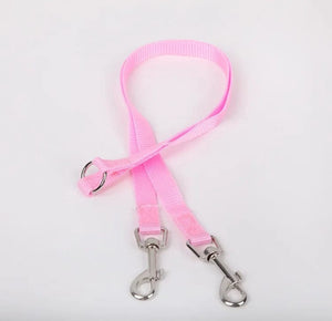 Planet Gates Pink / One size Double Twin Dual Coupler Dog Leash Two in One Strong Nylon V Shape Pet Dog Leash Colorful Two Ways Pet Lead