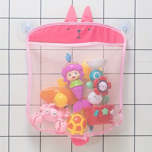 Planet Gates Pink-rabbit 1pc Bathroom Storage Bag With Suction Cups For Bath Toys, Household Sundries Organize Mesh Bag, Wall-mounted Grid Bag For Toy Storage, Dirty Clothes Storage And Toiletries Bag, Bathroom Organizer, Bathroom Accessories