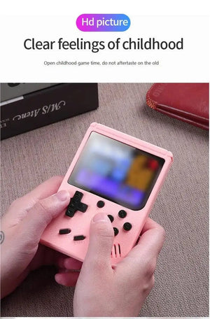 Planet Gates Pink Retro Portable Mini Handheld Video Game Console 8 Bit 3.0 Inch Color LCD Kids Color Game Player Built in 500 Games