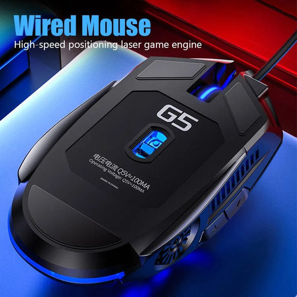 Planet Gates Pink Sound Ergonomic Wired Gaming Mouse RGB Mute Mause LED Backlit 3200dpi 6Button G5 USB Mechanical Mause For PC Laptop Computer Gamer