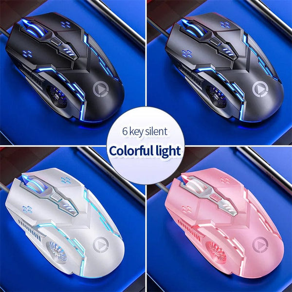 Planet Gates Pink Sound Ergonomic Wired Gaming Mouse RGB Mute Mause LED Backlit 3200dpi 6Button G5 USB Mechanical Mause For PC Laptop Computer Gamer
