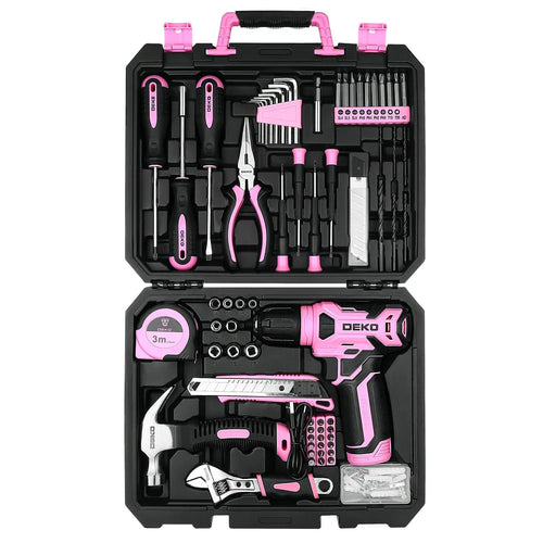 Planet Gates Pink / spain DEKO 126Pcs Power Tool Combo Kits with 8V Cordless Drill,10MM 3/8'' Keyless Chuck,Professional Home Household DIY Hand Tool Kits